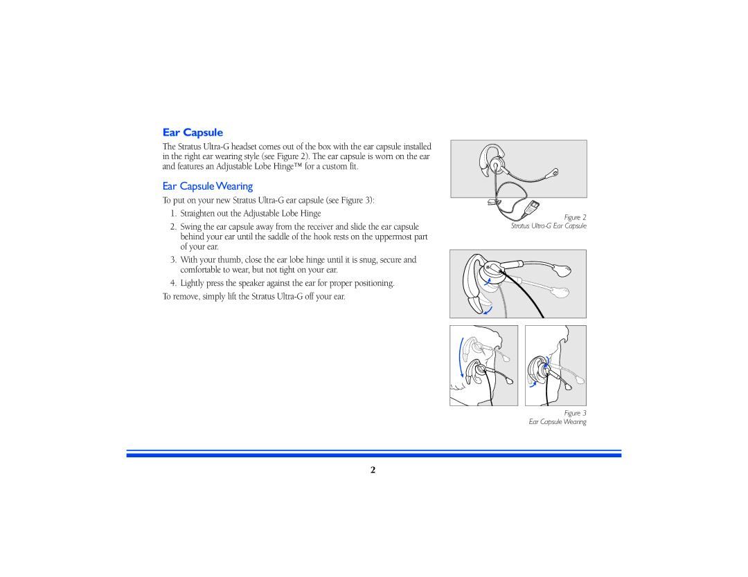 GN Netcom STRATUS ULTRA-G manual Ear Capsule Wearing 