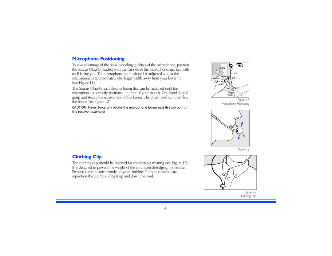 GN Netcom STRATUS ULTRA-G manual Microphone Positioning, Clothing Clip 