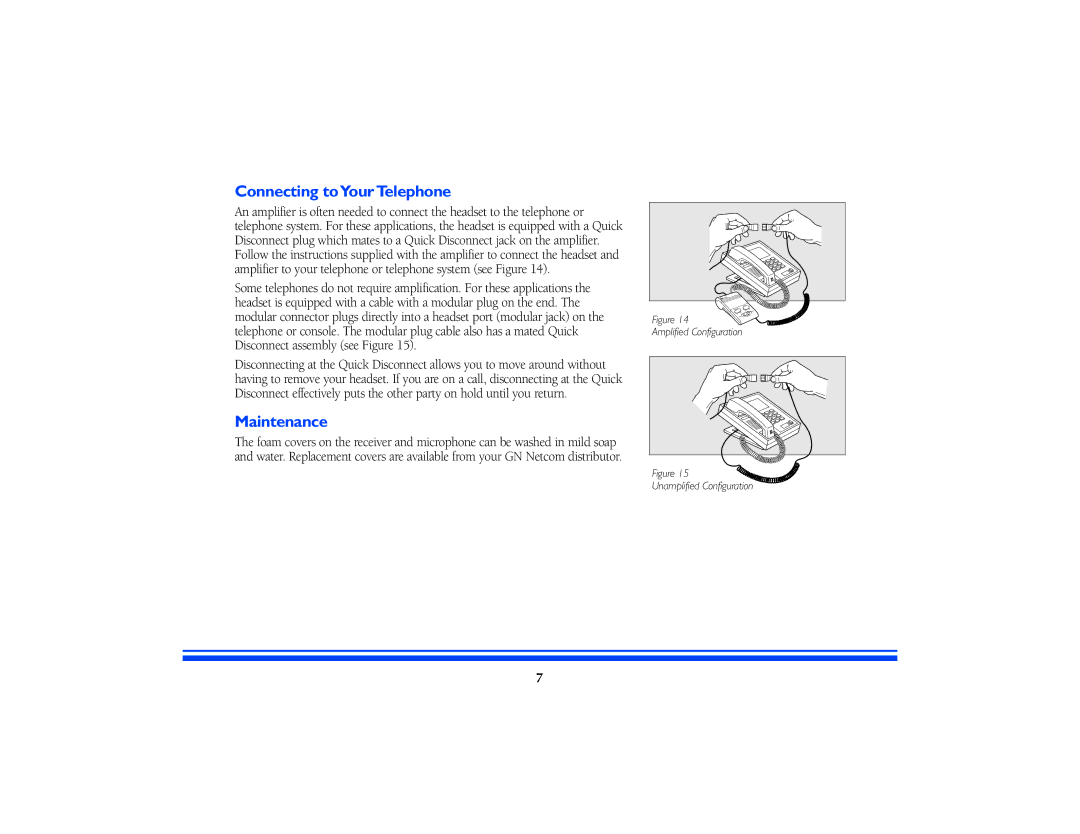 GN Netcom STRATUS ULTRA-G manual Connecting toYour Telephone, Maintenance 