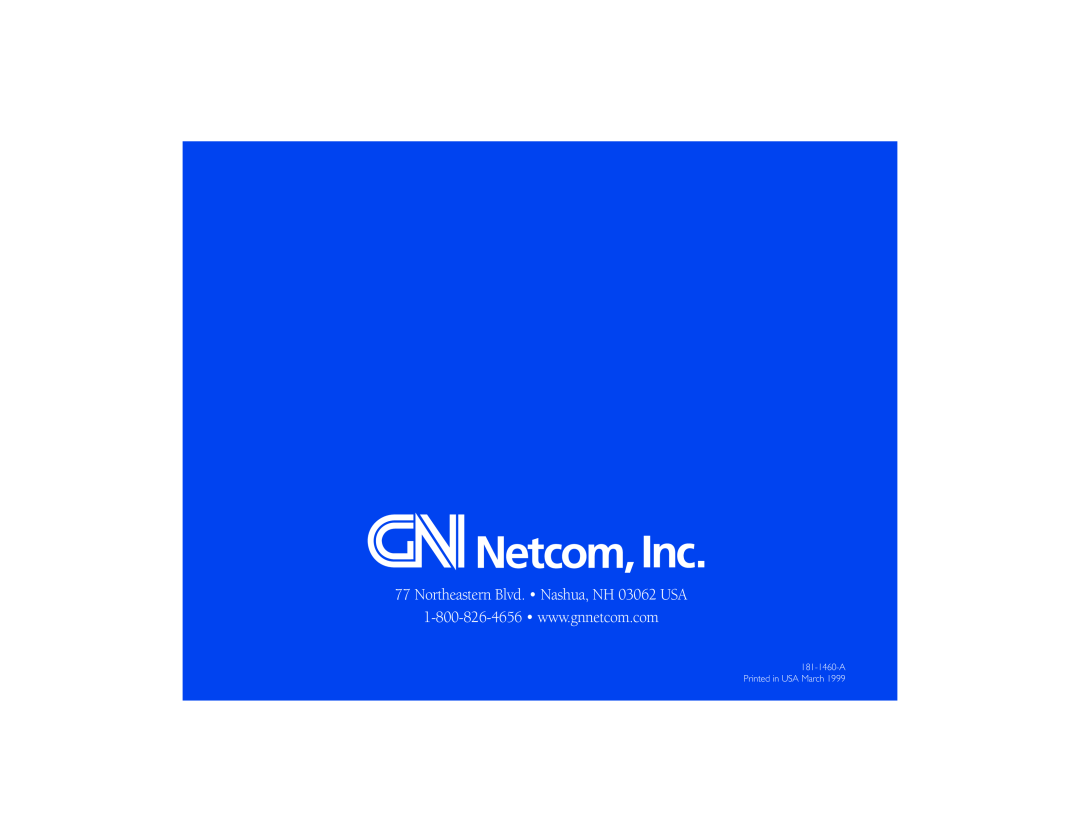 GN Netcom STRATUS ULTRA-G manual Northeastern Blvd. Nashua, NH 03062 USA 