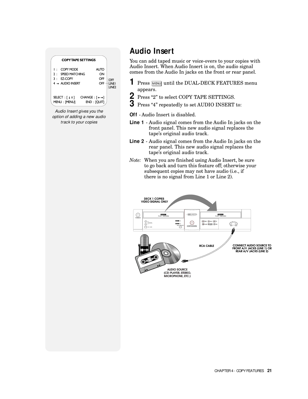 Go-Video 9100 manual Audio Insert 