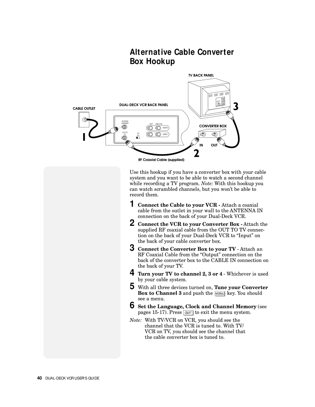 Go-Video 9100 manual Alternative Cable Converter Box Hookup 