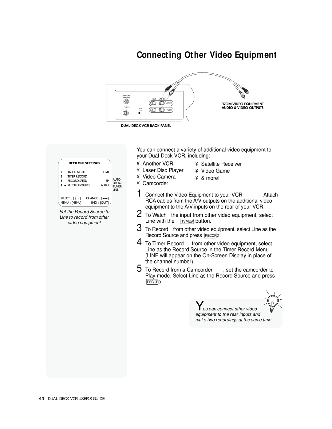 Go-Video DDV9000 manual Connecting Other Video Equipment 