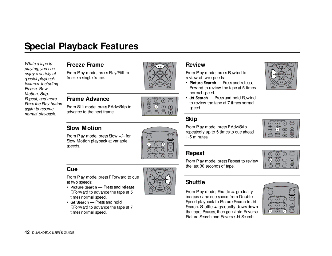 Go-Video DDV9355 manual Special Playback Features 