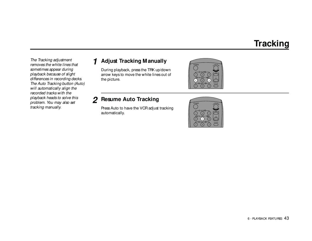 Go-Video DDV9355 manual Adjust Tracking Manually, Resume Auto Tracking 