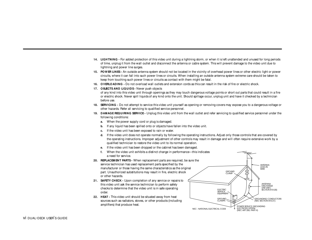 Go-Video DDV9355 manual Objects and Liquids Never push objects 