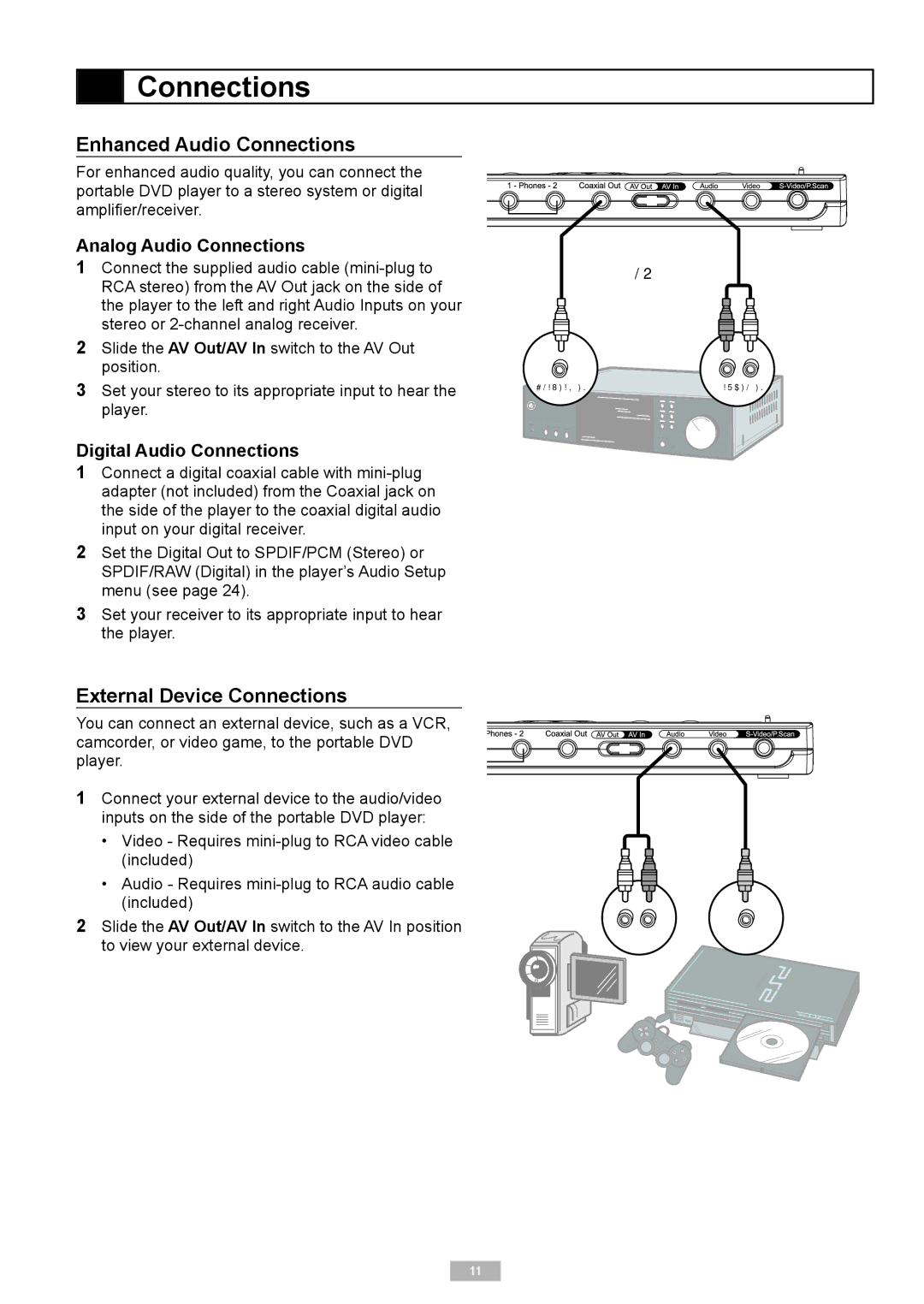 Go-Video DP7040, DP8440 manual Enhanced Audio Connections, External Device Connections, Analog Audio Connections 