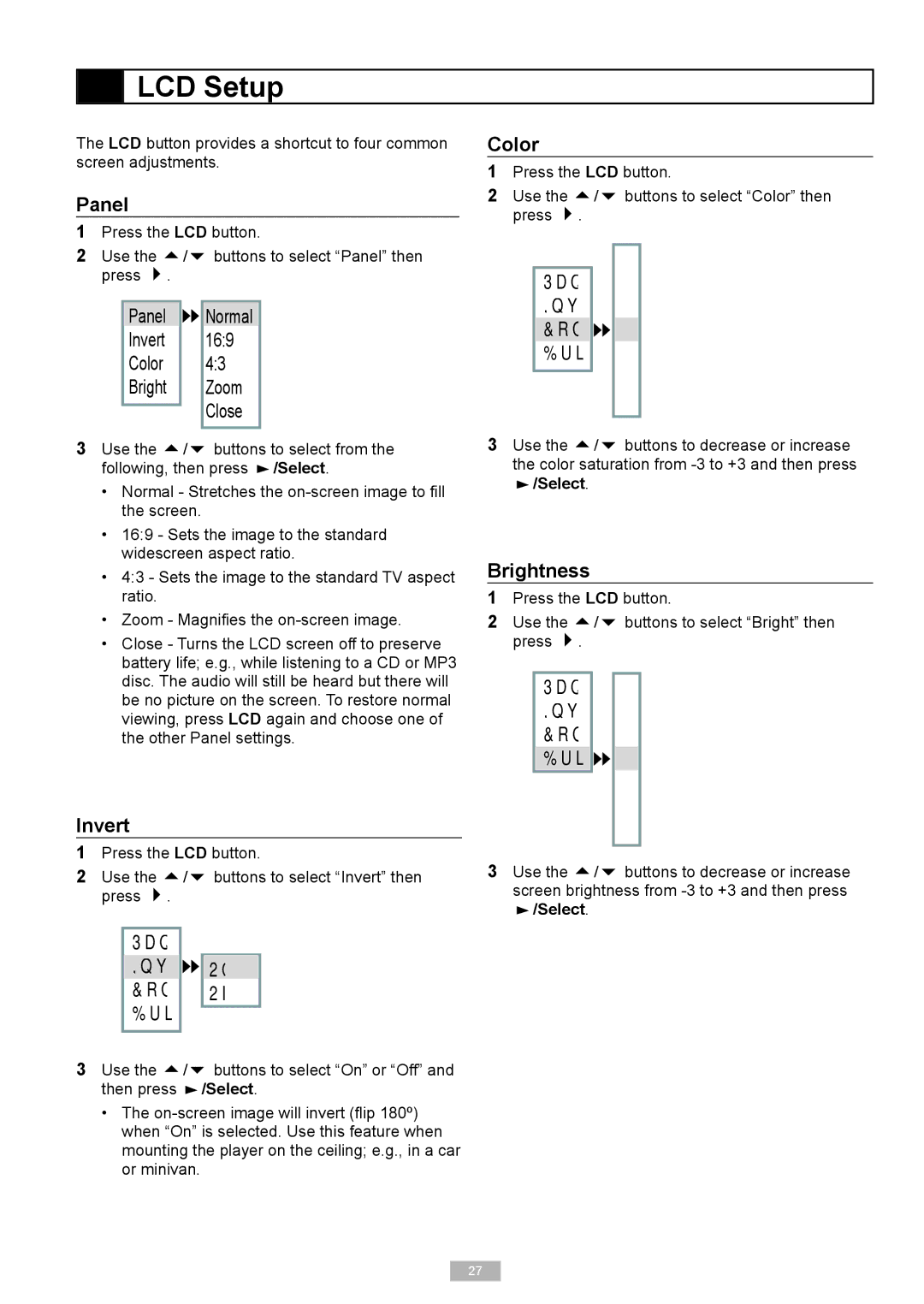 Go-Video DP7040, DP8440 manual LCD Setup 