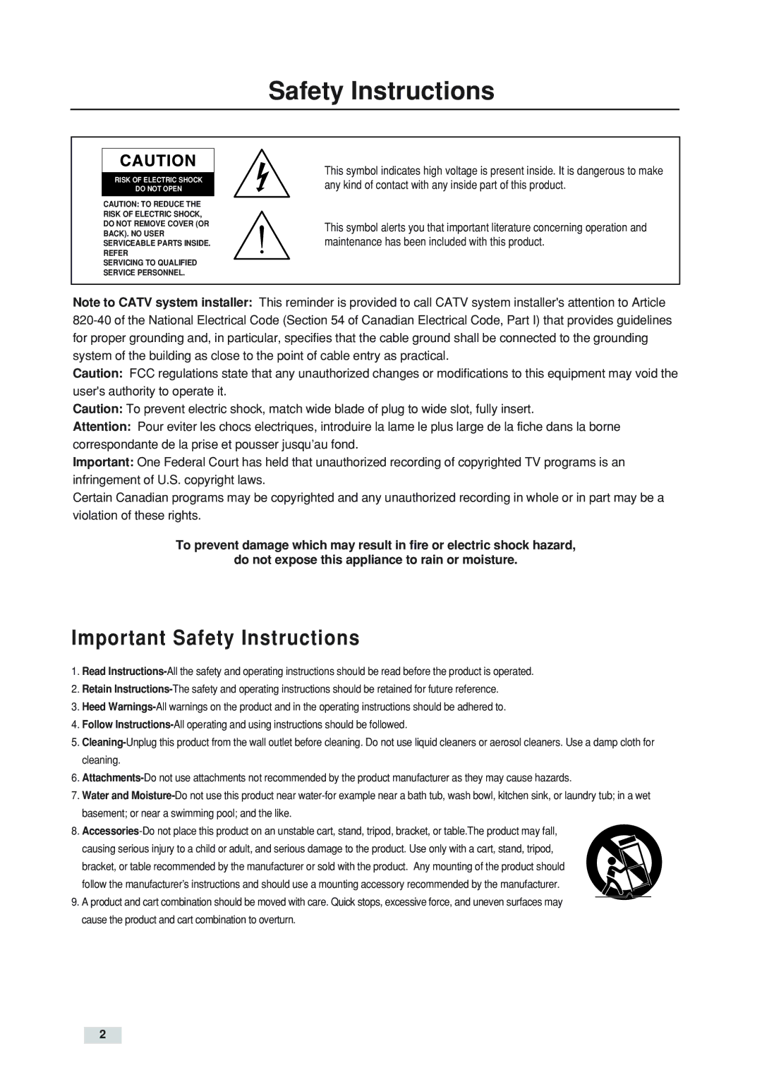 Go-Video DV2130 manual Important Safety Instructions 