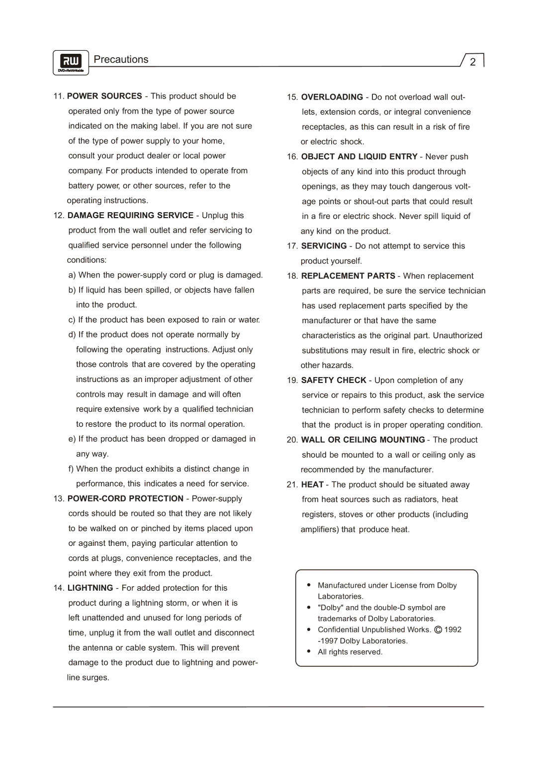 Go-Video R 6640 manual Manufactured under License from Dolby Laboratories 