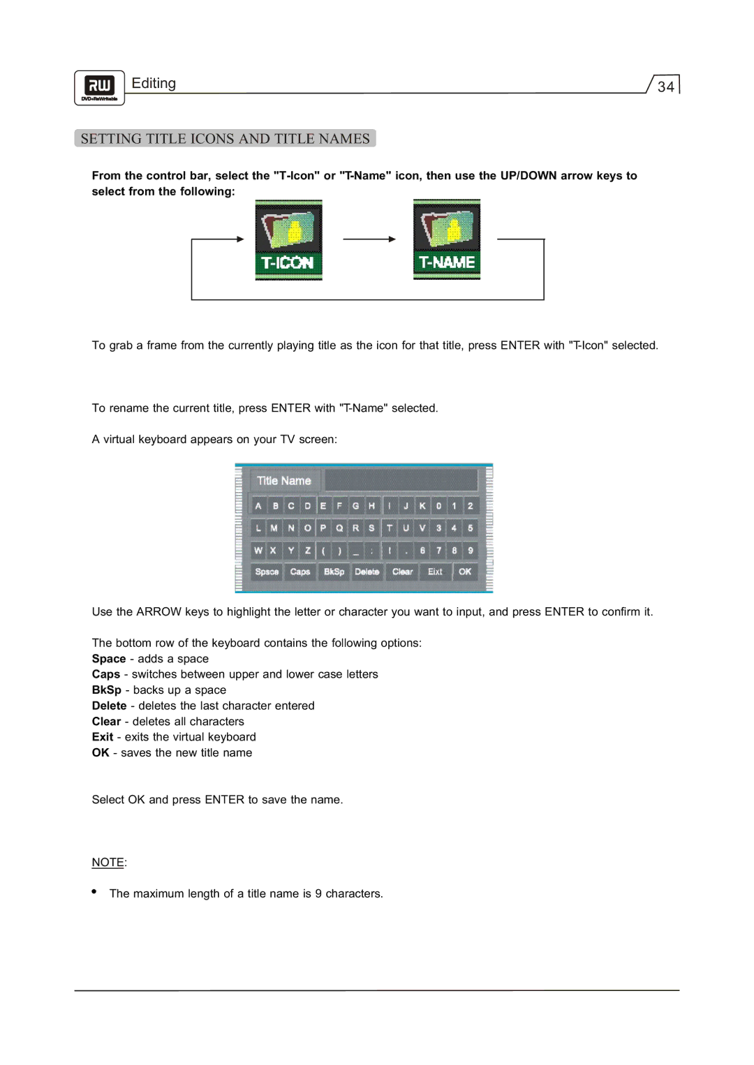 Go-Video R 6640 manual Setting Title Icons and Title Names 