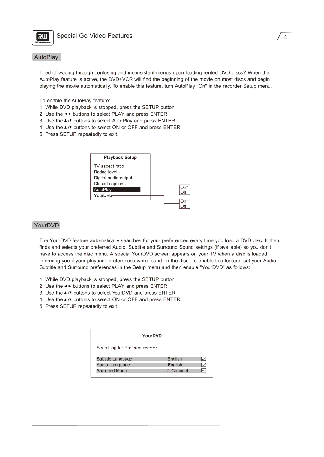 Go-Video R 6640 manual Special Go Video Features, AutoPlay 