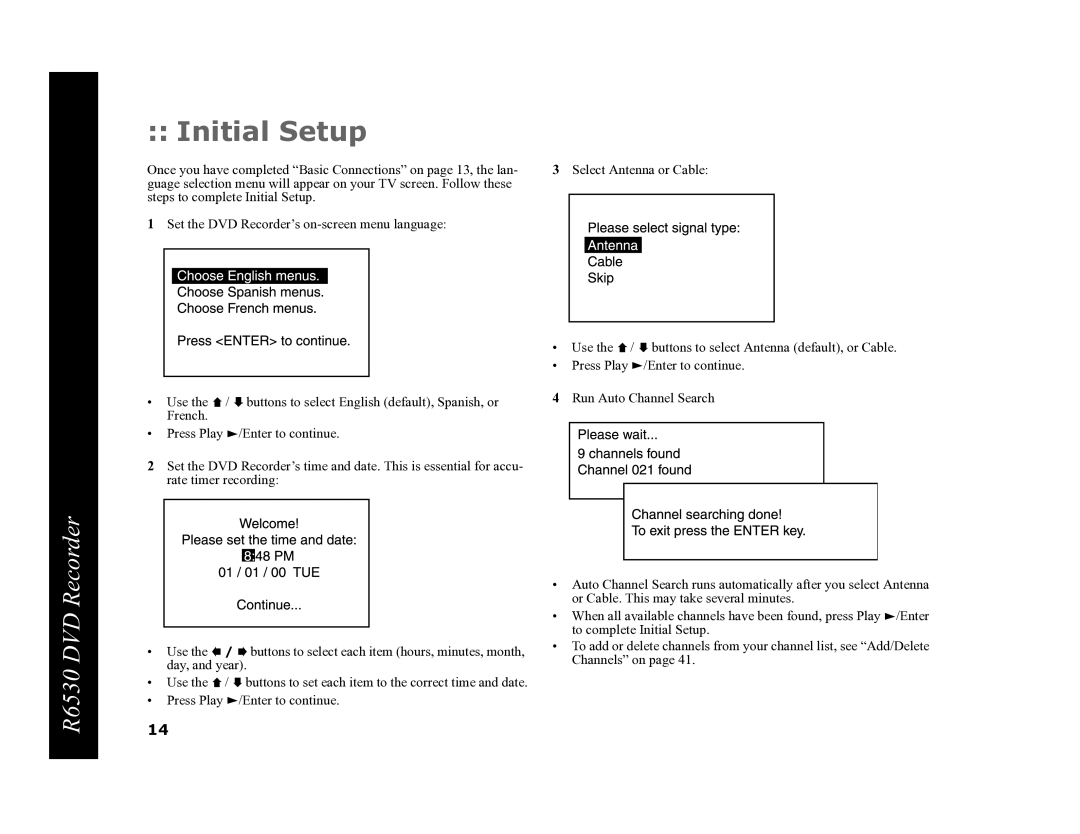 Go-Video R6530 manual Initial Setup 