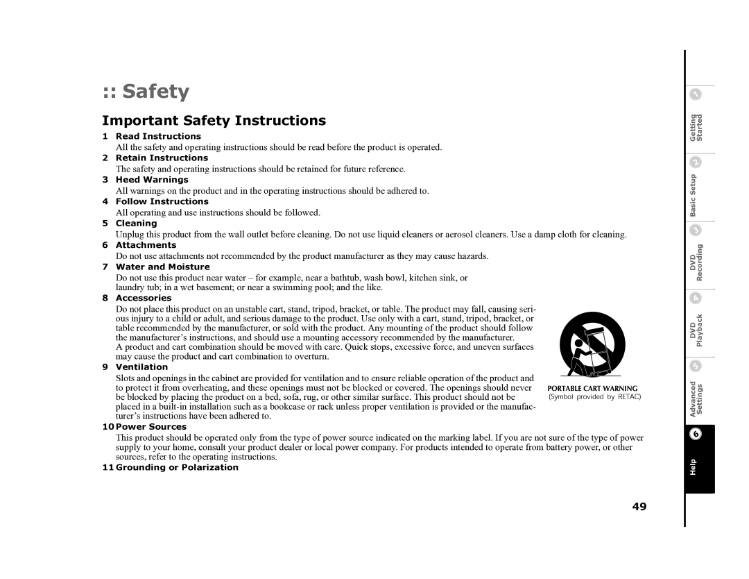 Go-Video R6530 manual Important Safety Instructions 