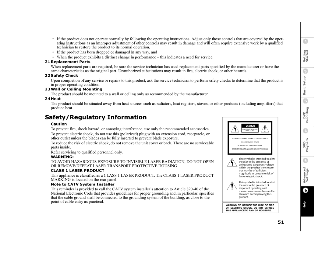 Go-Video R6530 manual Safety/Regulatory Information 