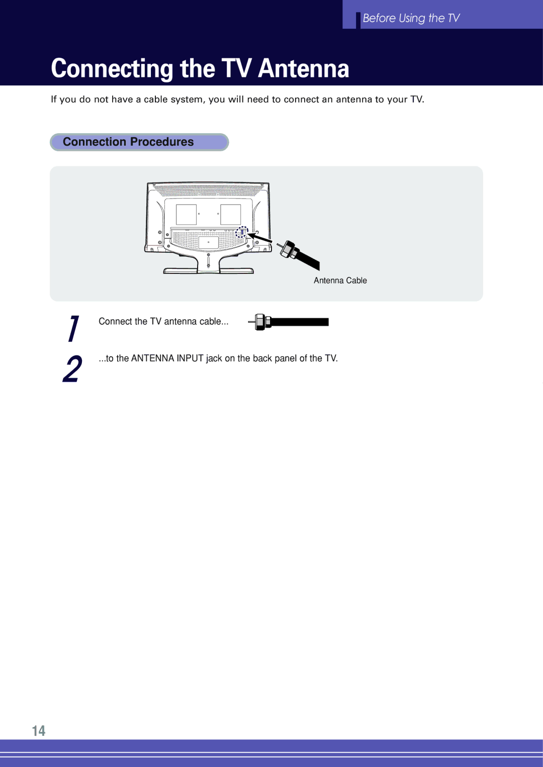 Go-Video TW1730 manual Connecting the TV Antenna, Connection Procedures 