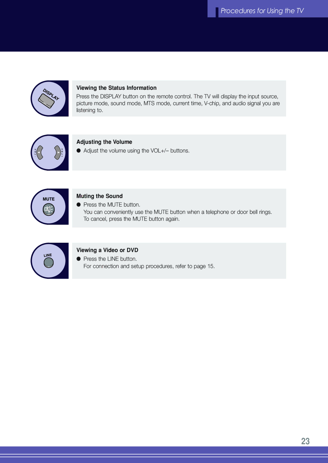 Go-Video TW1730 manual Viewing the Status Information, Adjusting the Volume, Muting the Sound, Viewing a Video or DVD 