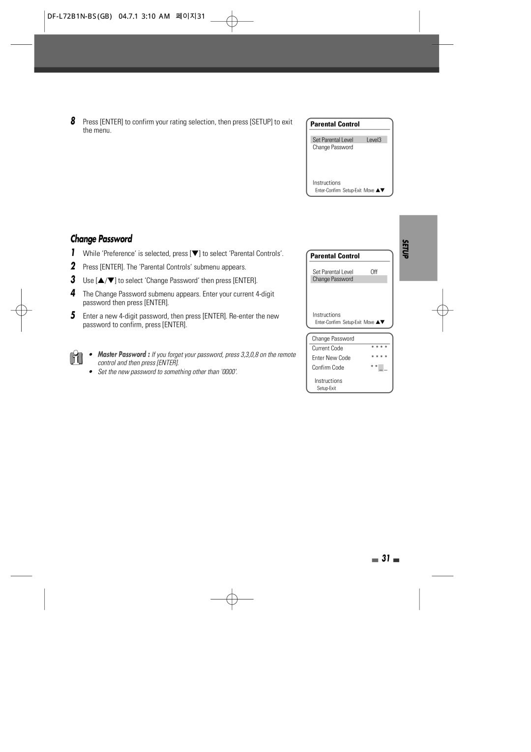 Go-Video VR2945 user manual Change Password 