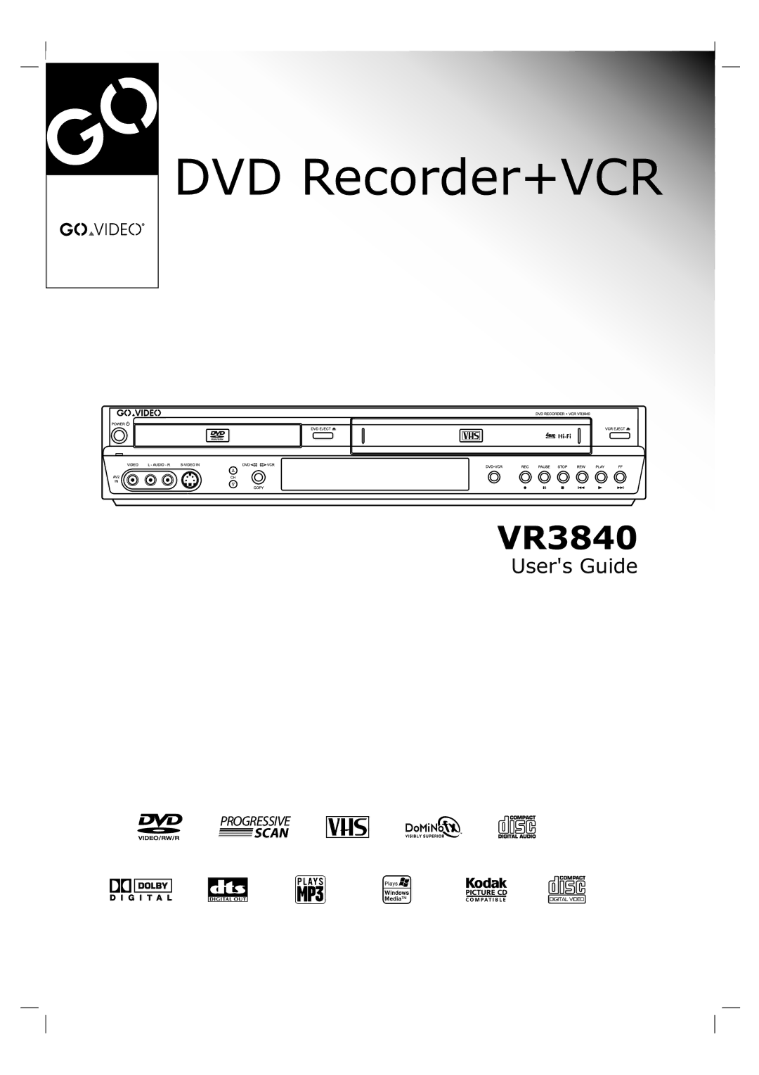 Go-Video VR3840 manual DVD Recorder+VCR 