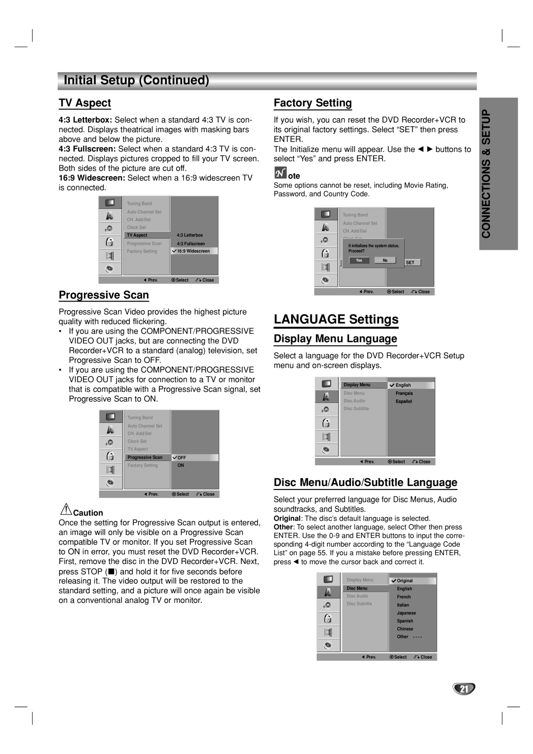 Go-Video VR3840 manual Language Settings 