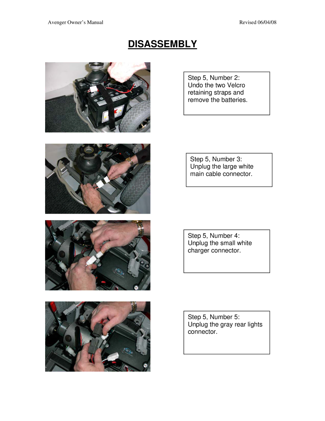 Golden Technologies GA 541, GA 531 owner manual Disassembly 