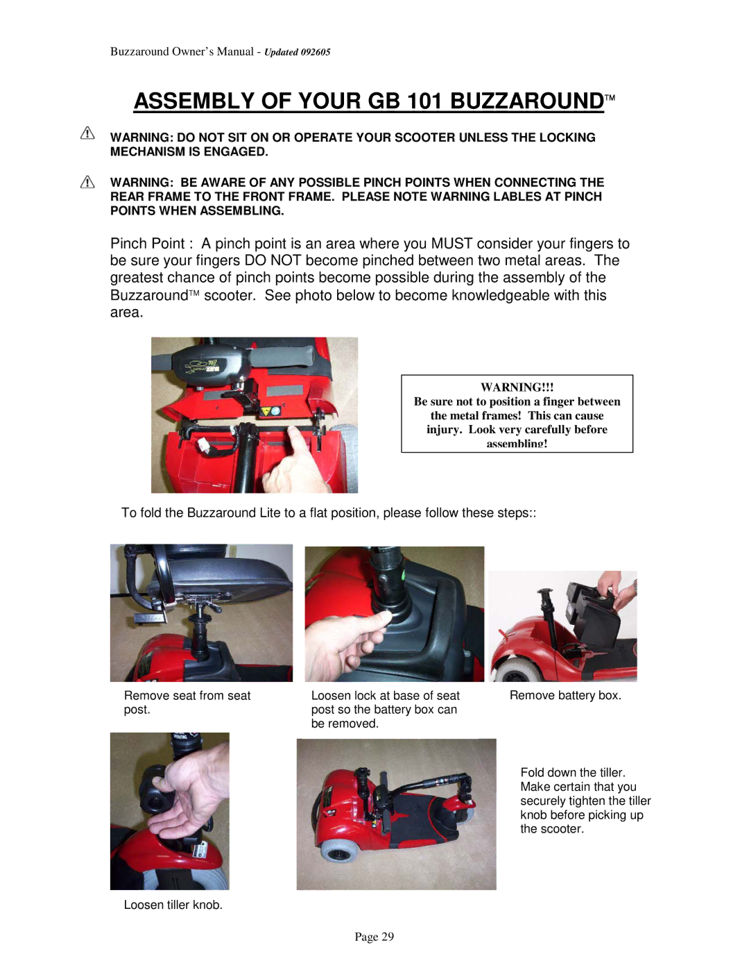 Golden Technologies GB 104 owner manual Assembly of Your GB 101 Buzzaround 