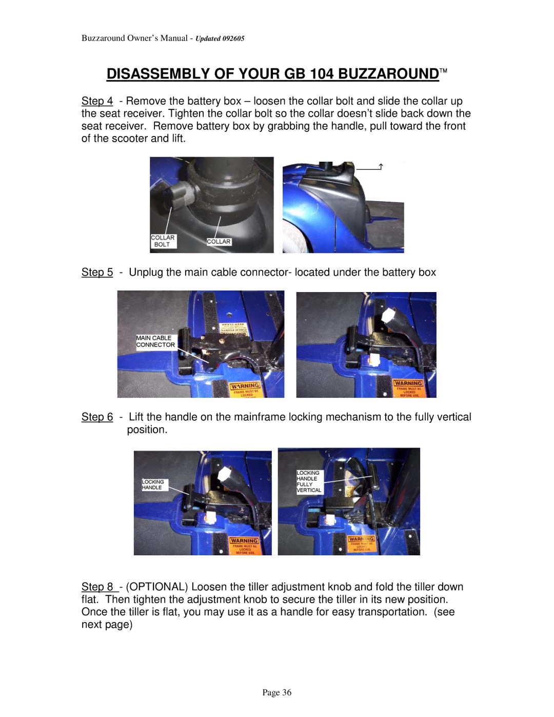 Golden Technologies GB 101 owner manual Disassembly of Your GB 104 Buzzaround 