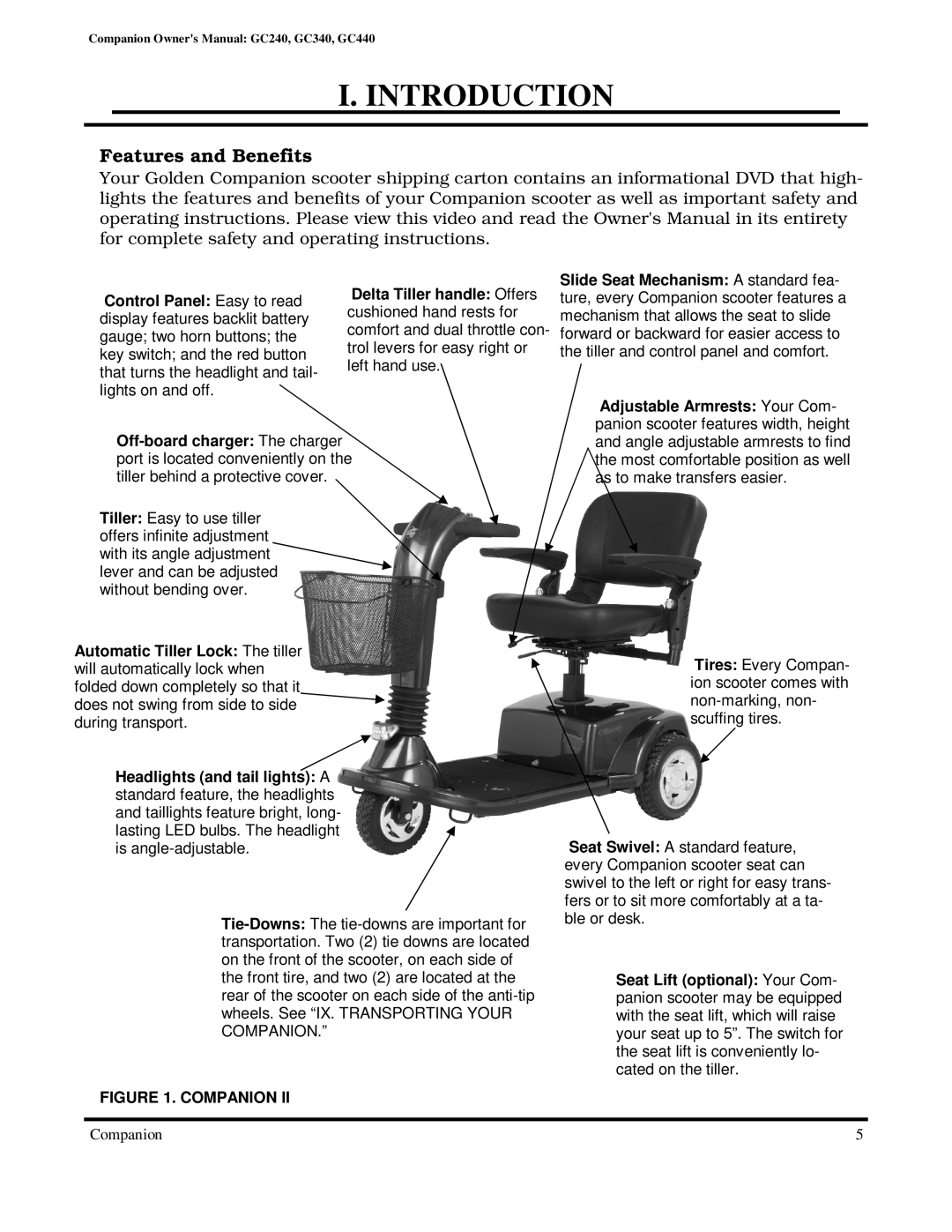 Golden Technologies GC440, GC240, GC340 owner manual Features and Benefits 