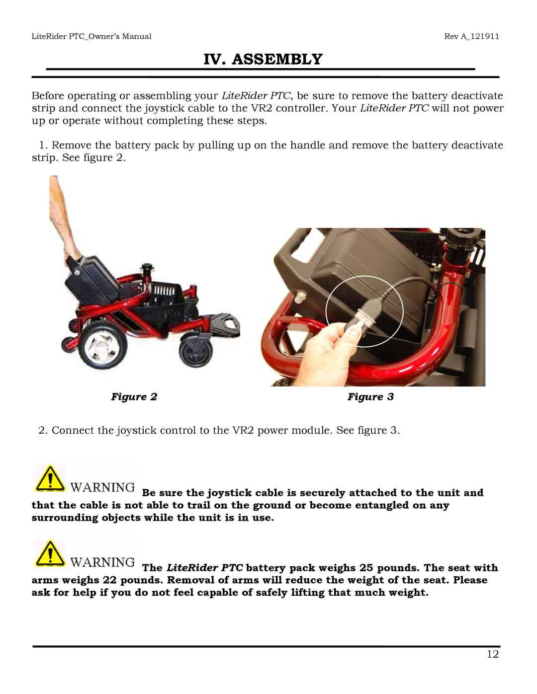 Golden Technologies GP160 owner manual IV. Assembly 