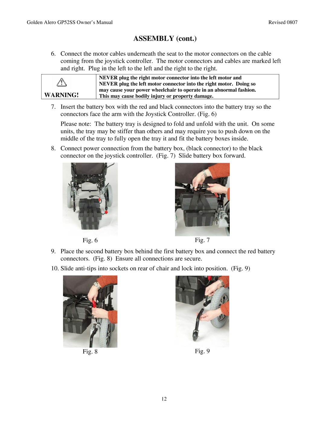 Golden Technologies GP52 owner manual Assembly 