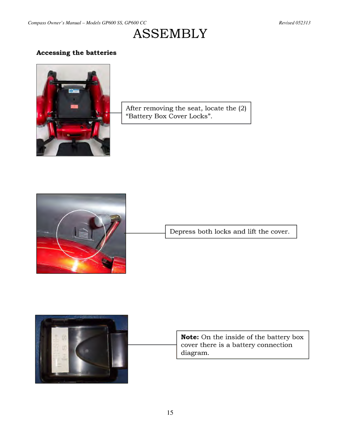 Golden Technologies GP600 CC, GP600 SS owner manual Accessing the batteries 