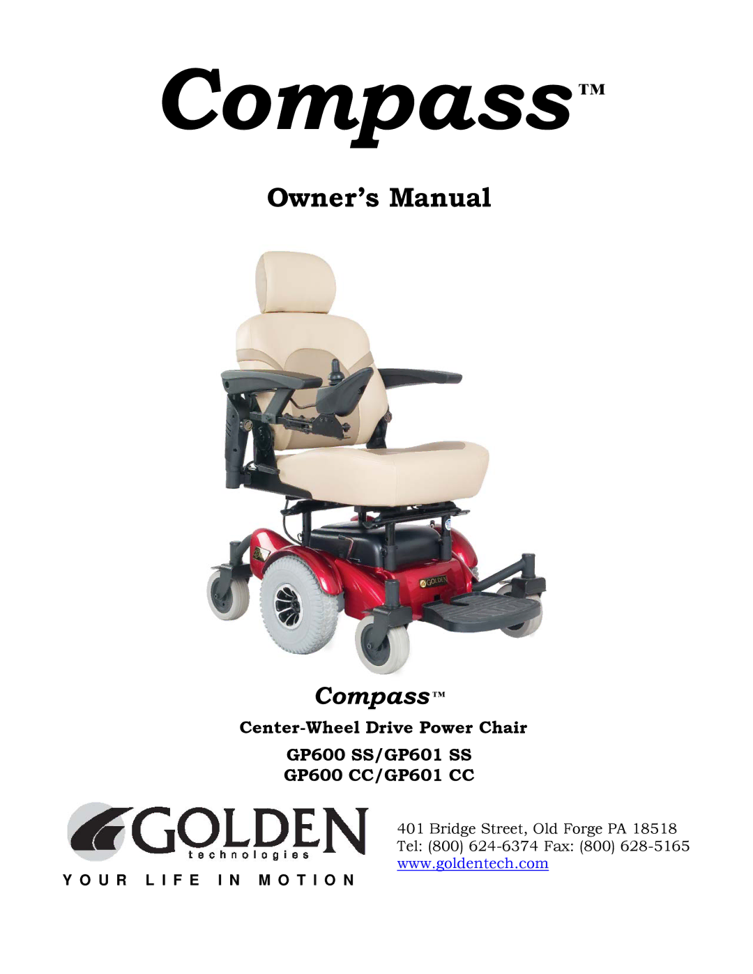 Golden Technologies GP600 SS, GP601 CC owner manual Compass 