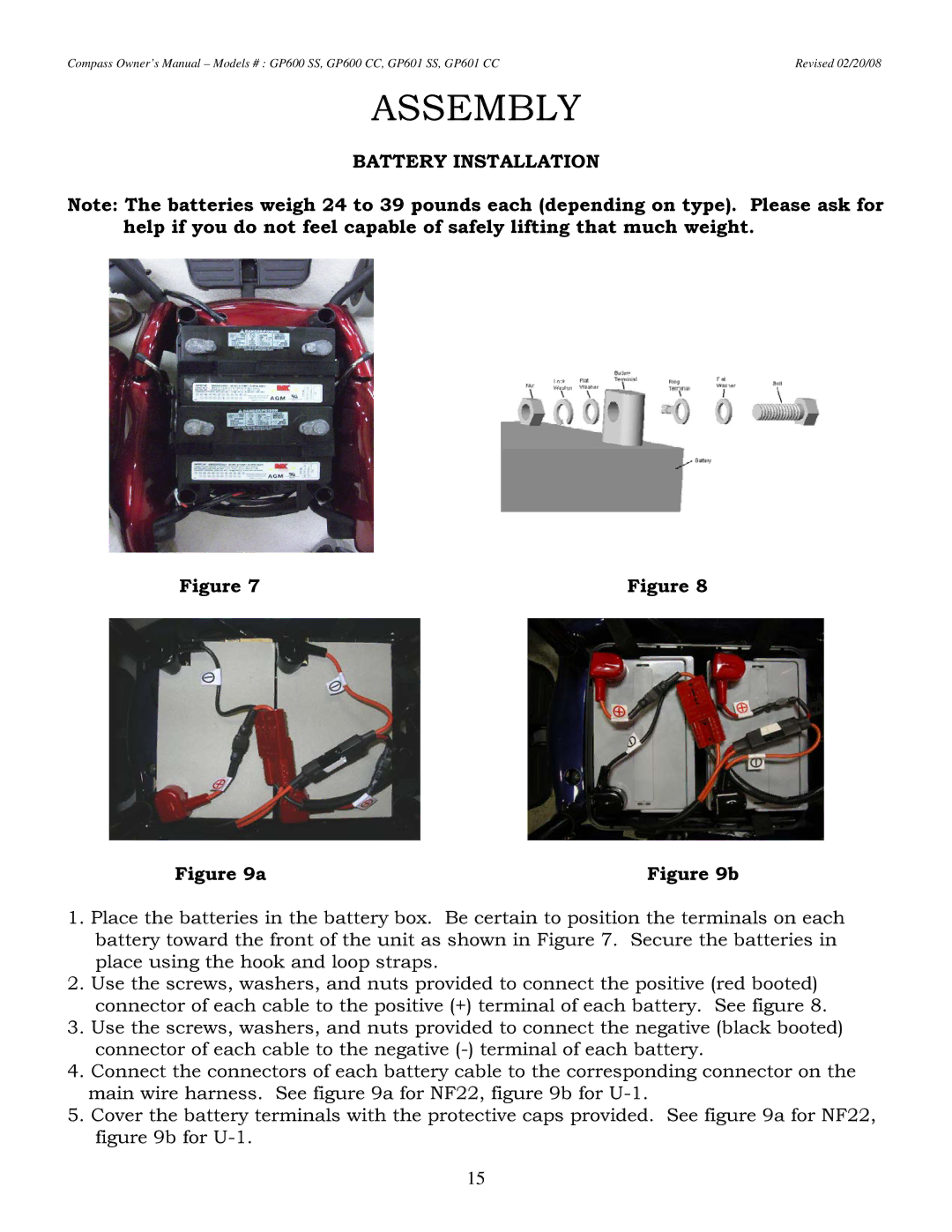 Golden Technologies GP601 CC owner manual Battery Installation 