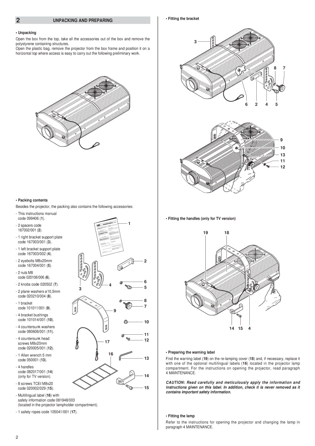 Golden Technologies HMI 575, HMI 1200 TV manual Unpacking and Preparing, 14 15 