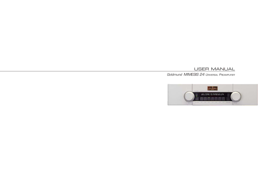 Goldmund user manual Goldmund Mimesis 24 Universal Preamplifier 