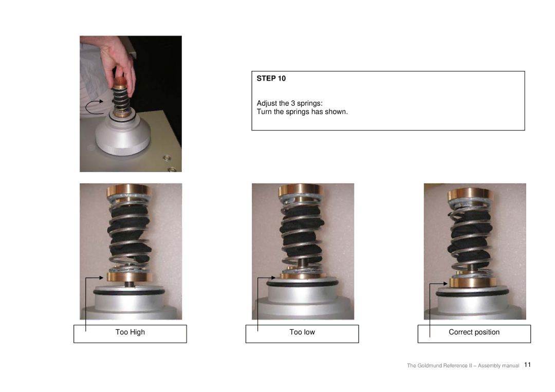 Goldmund Turntable user manual Too High 