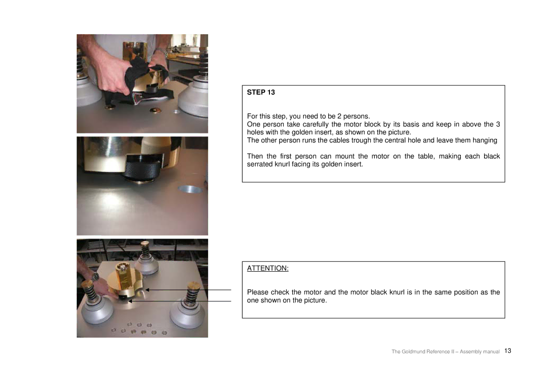 Goldmund Turntable user manual Step 