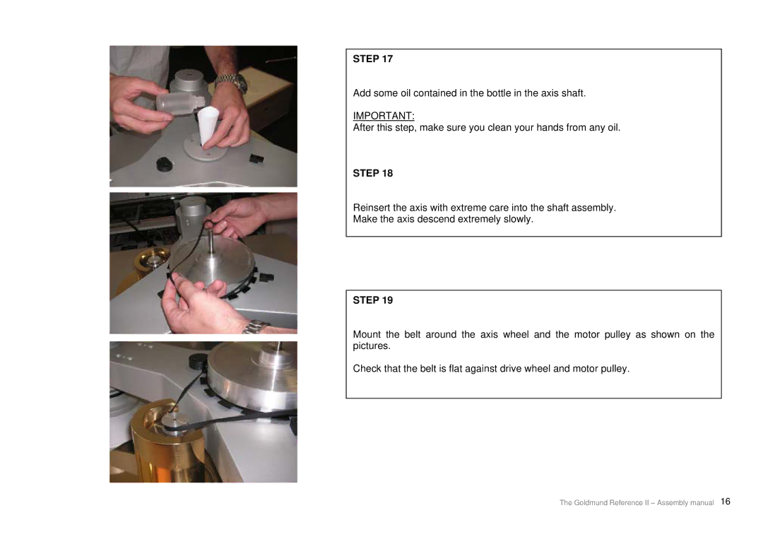 Goldmund Turntable user manual Step 