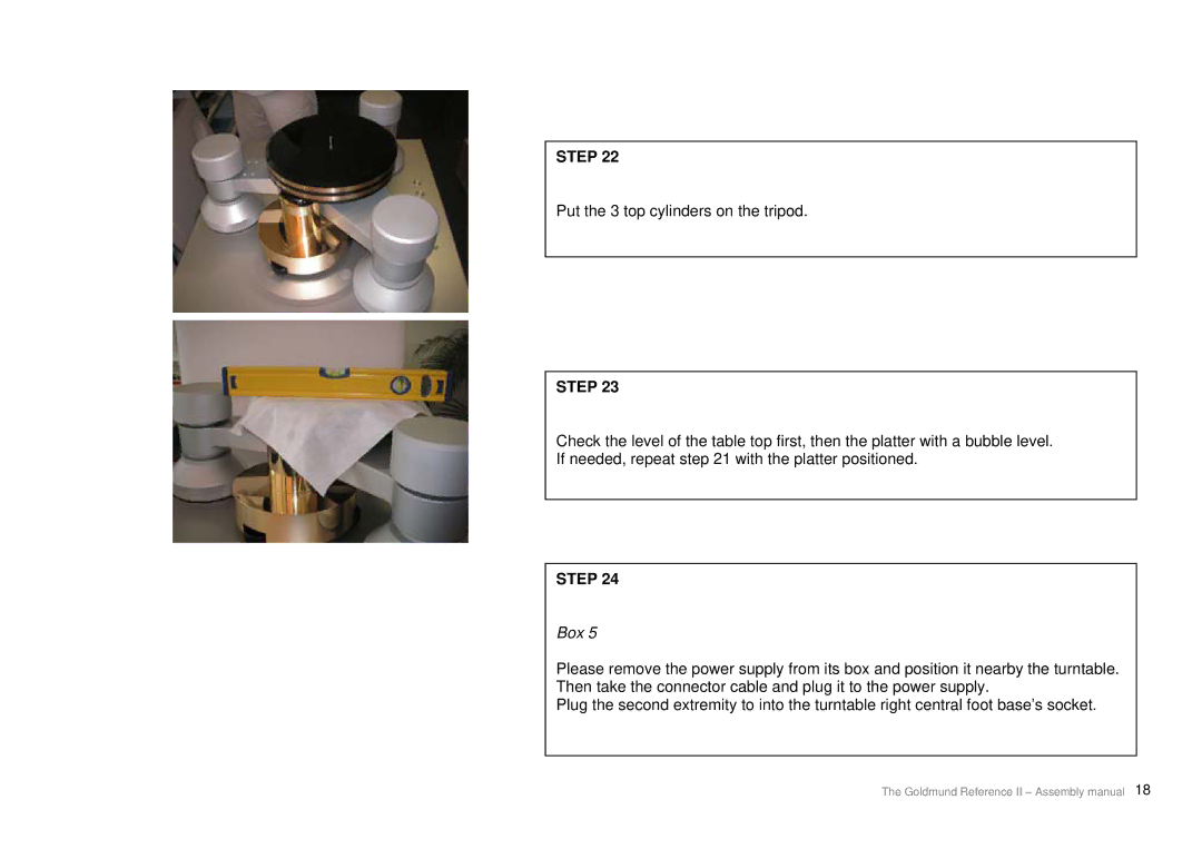 Goldmund Turntable user manual Box 