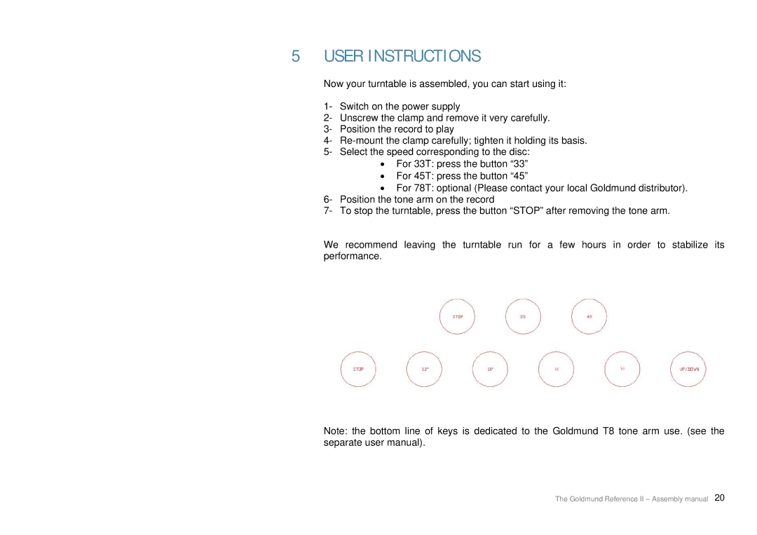 Goldmund Turntable user manual User Instructions 