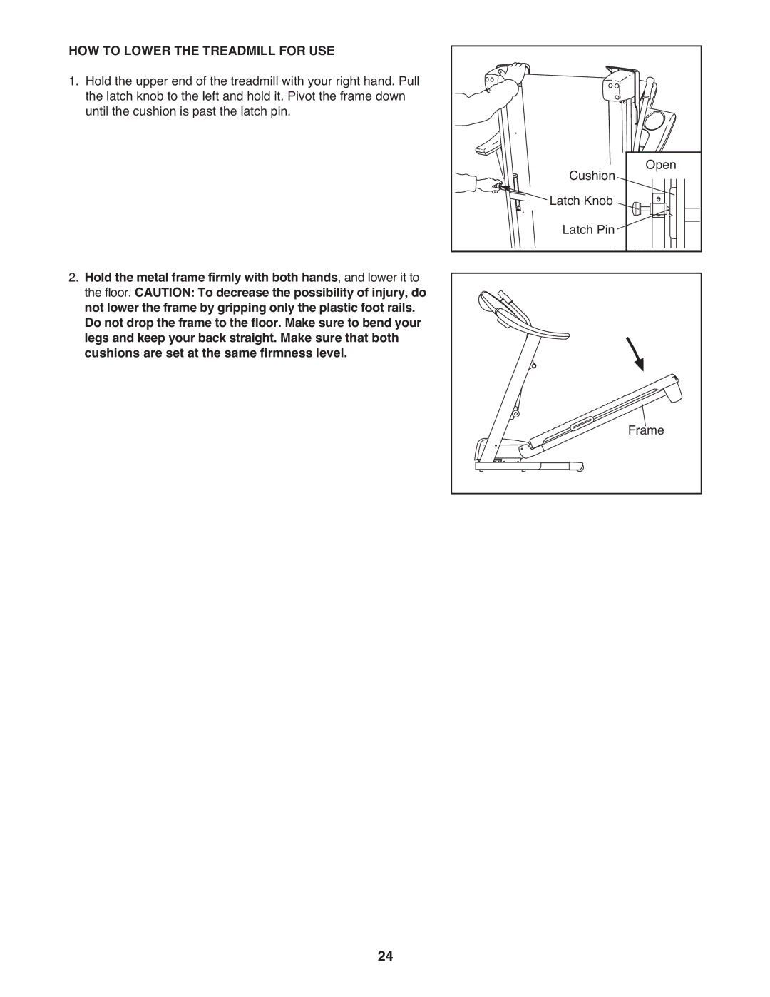 Gold's Gym 650 manual HOW to Lower the Treadmill for USE 