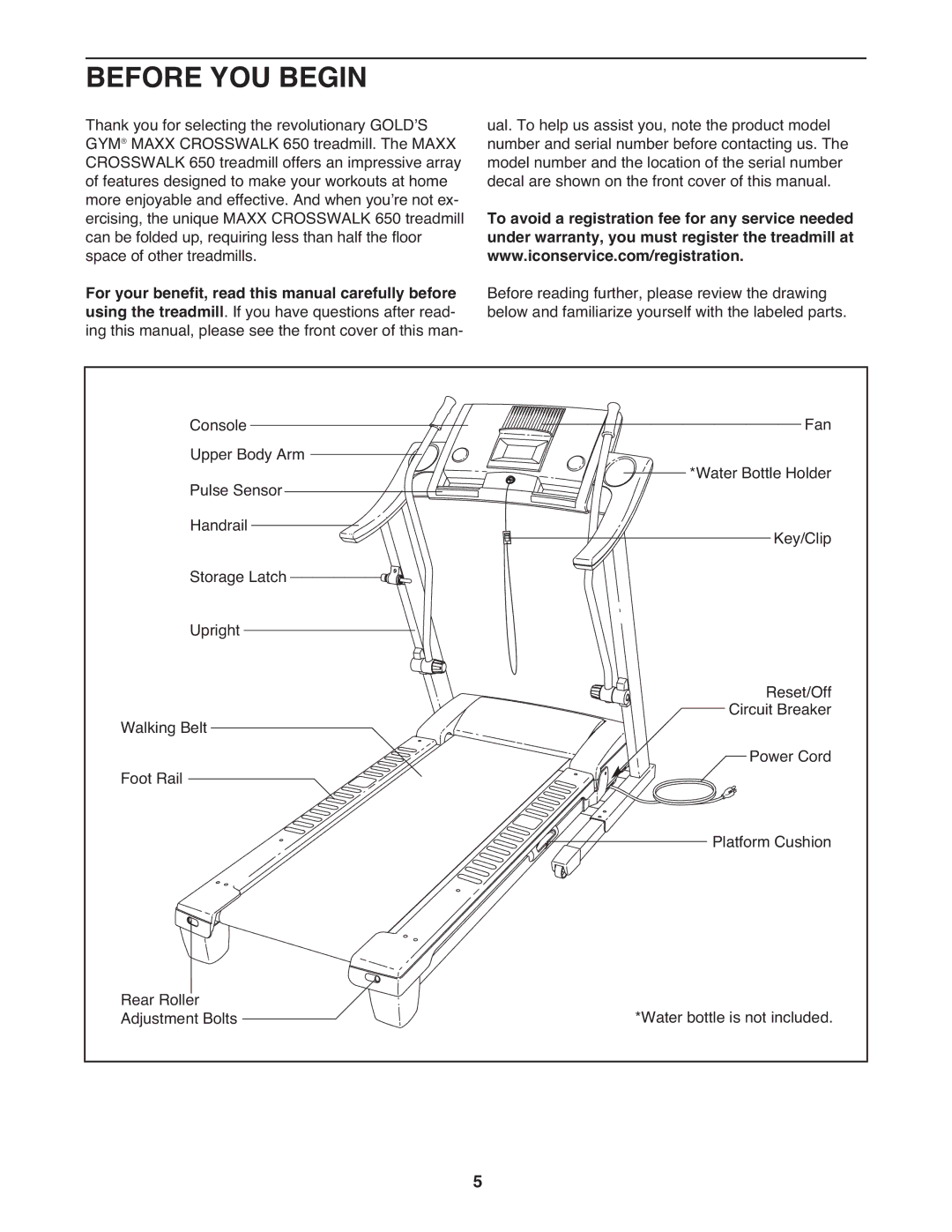 Gold's Gym 650 manual Before YOU Begin 