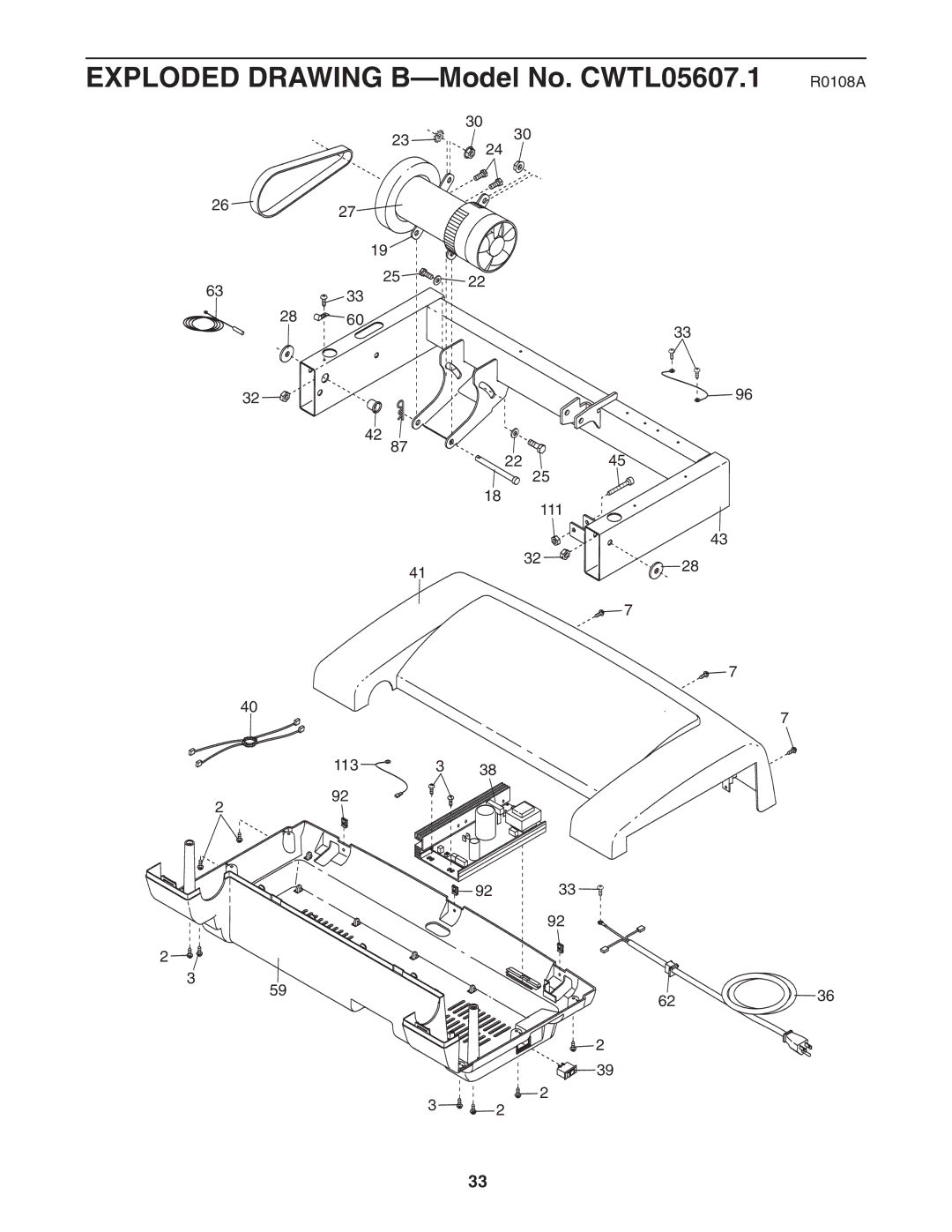 Gold's Gym manual Exploded Drawing B-Model No. CWTL05607.1 R0108A 