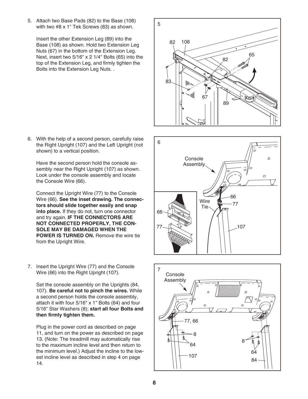 Gold's Gym CWTL05607.0 manual Not Connected PROPERLY, the CON, Sole MAY be Damaged When 