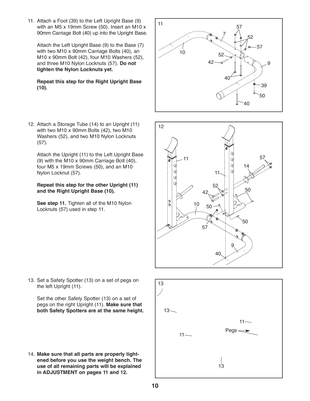 Gold's Gym GGBE1657.0 manual Repeat this step for the other Upright Right Upright Base 