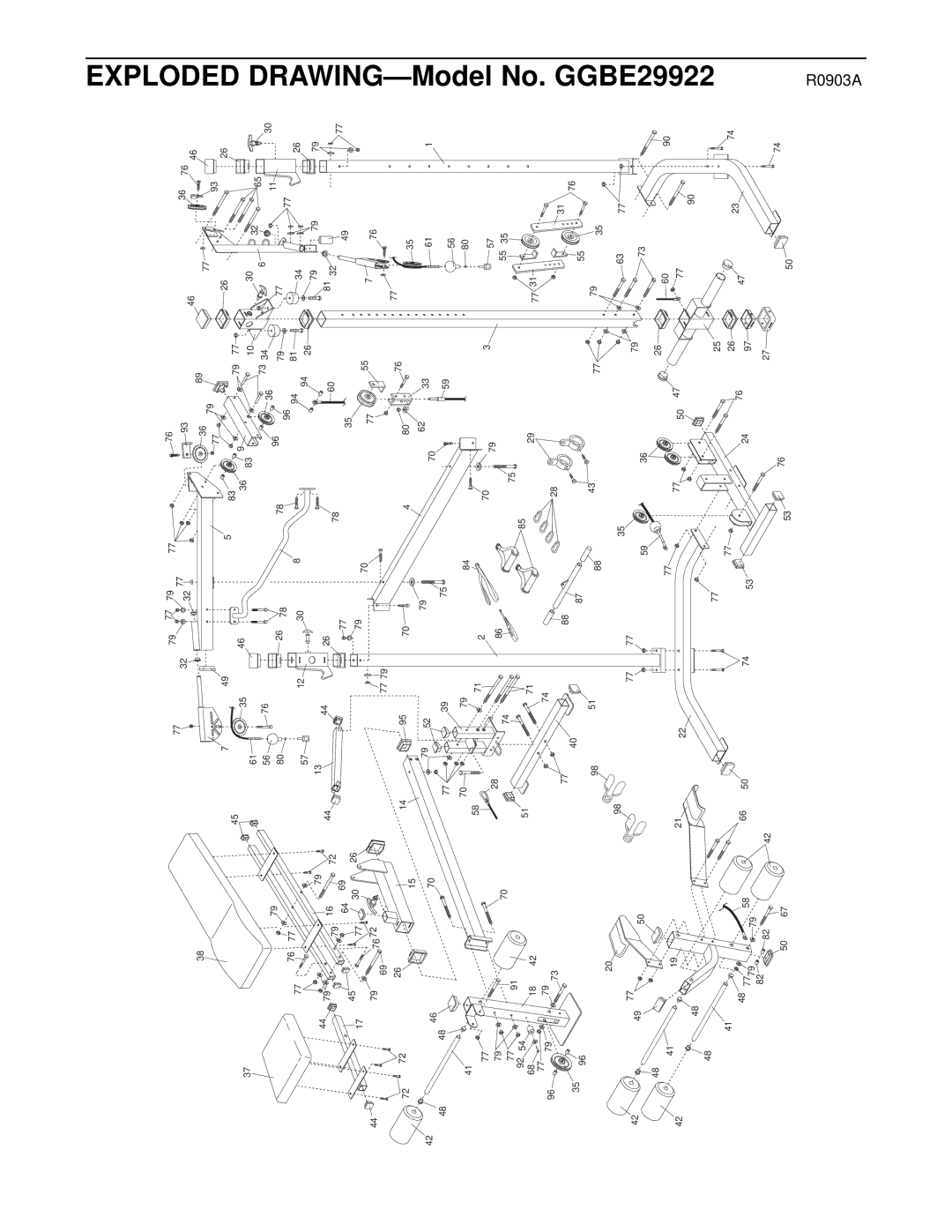 Gold's Gym GGBE29922 manual Exploded Drawing 