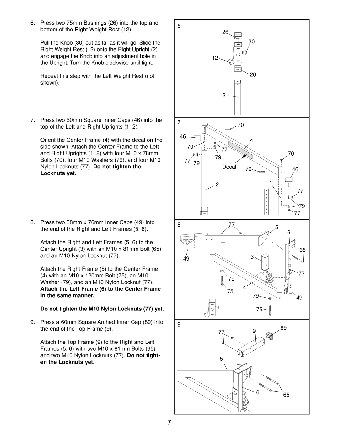 Gold's Gym GGBE29922 manual En the Locknuts yet 