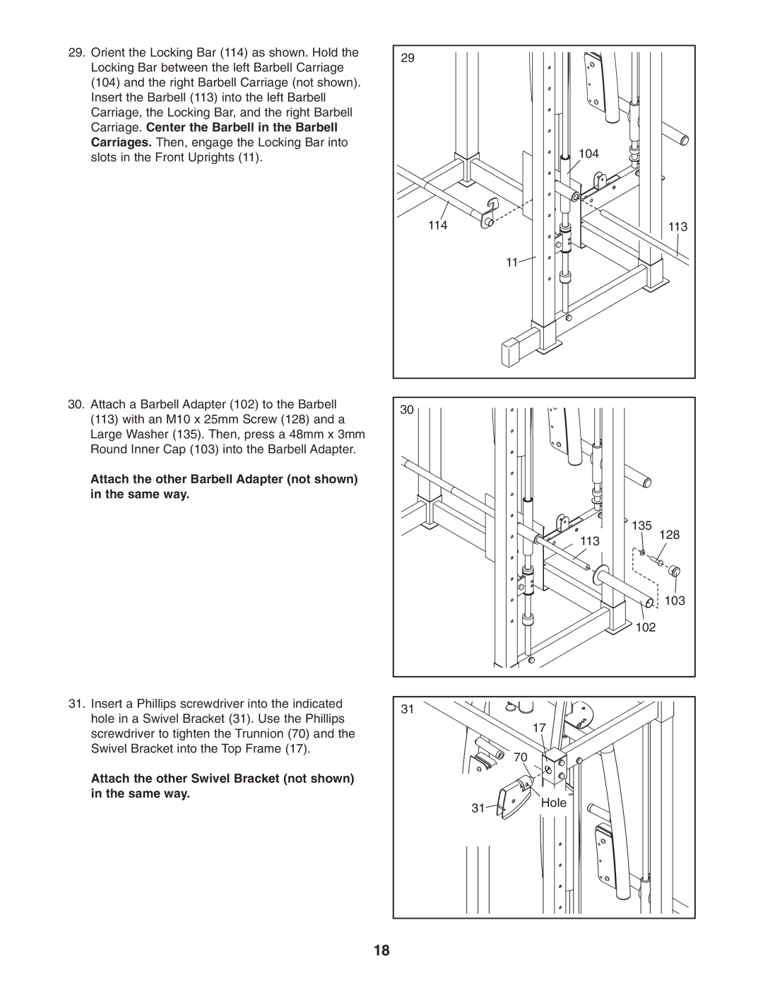 Gold's Gym GGBE8057.0 manual Attach the other Barbell Adapter not shown in the same way 