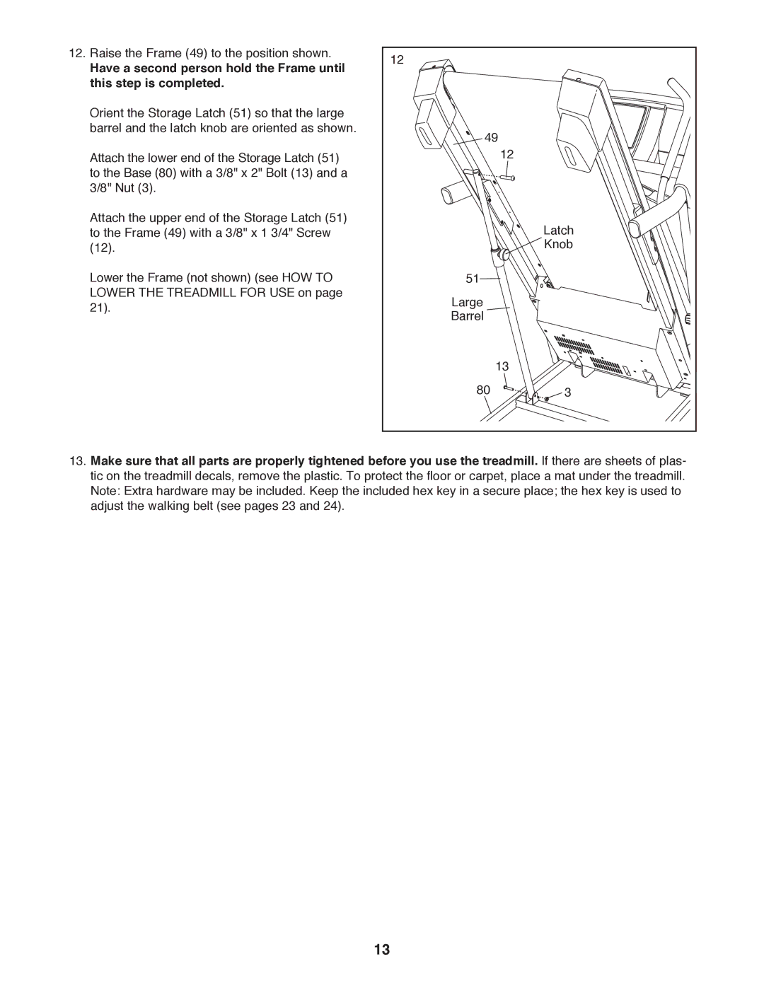 Gold's Gym GGCTL59611.0 manual Raise the Frame 49 to the position shown 