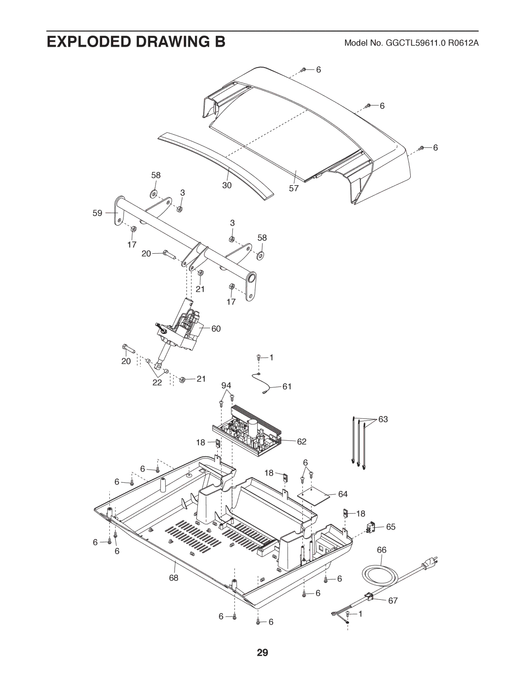 Gold's Gym GGCTL59611.0 manual Exploded Drawing B 